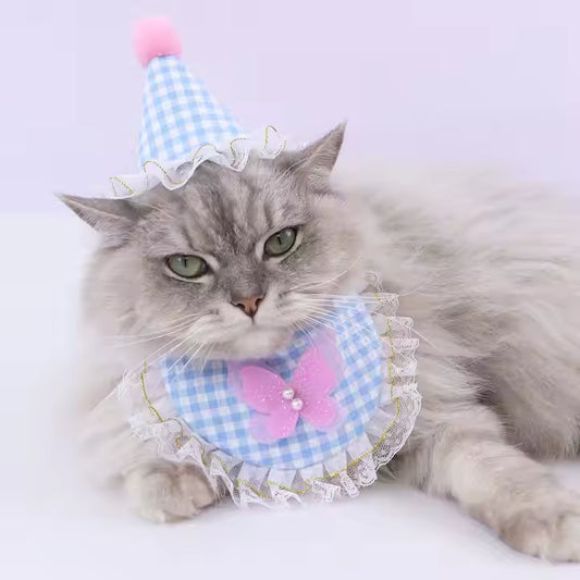 Embroidered Butterfly Hat and Bandana Set