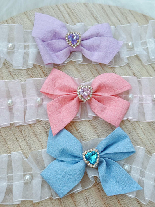 Lace Bow Collar with Faux Pearl