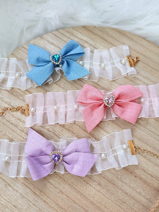 Lace Bow Collar with Faux Pearl
