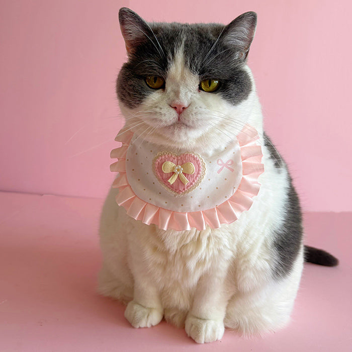 Bow Heart Ruffle Bandana Bib