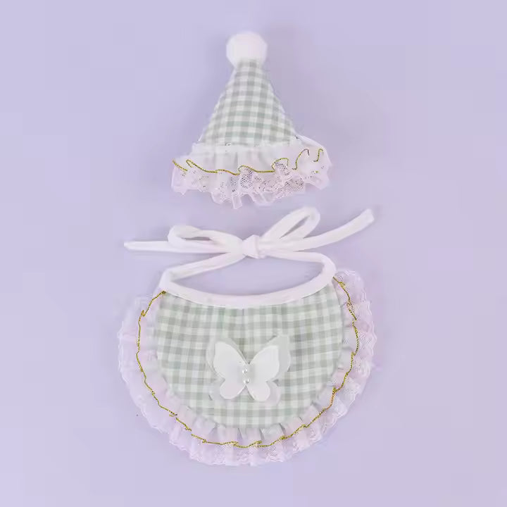 Embroidered Butterfly Hat and Bandana Set